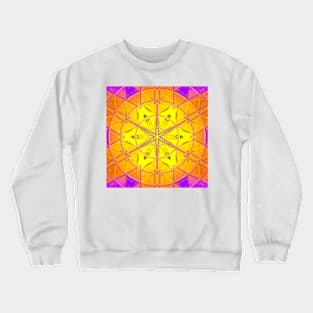 Mosaic Kaleidoscope Flower Yellow Orange and Purple Crewneck Sweatshirt